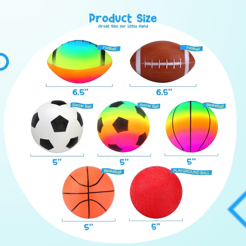 PlayZap 7-Piece Soft Ball Set for Toddlers & Kids - Includes 5” Playground Balls, Soccer, Football & Basketball - Great for Home, Yard, Pool, Classroom & Park for Boys & Girls - Image 2